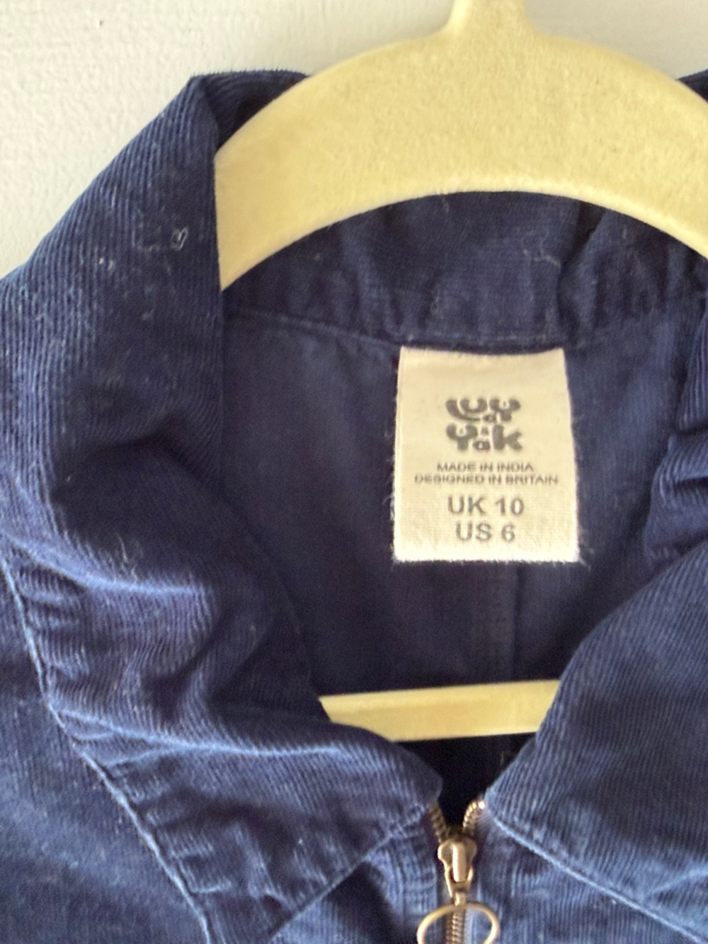Lucy & Yak Navy Short-Sleeve Zip-Front Mini Corduroy Jumpsuit - Picture 2 of 3